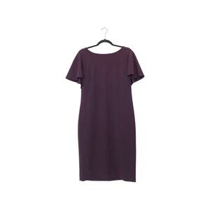 Calvine Klein.  Burgundy Short Bell Sleeves Round Neckline Midi Dress 14